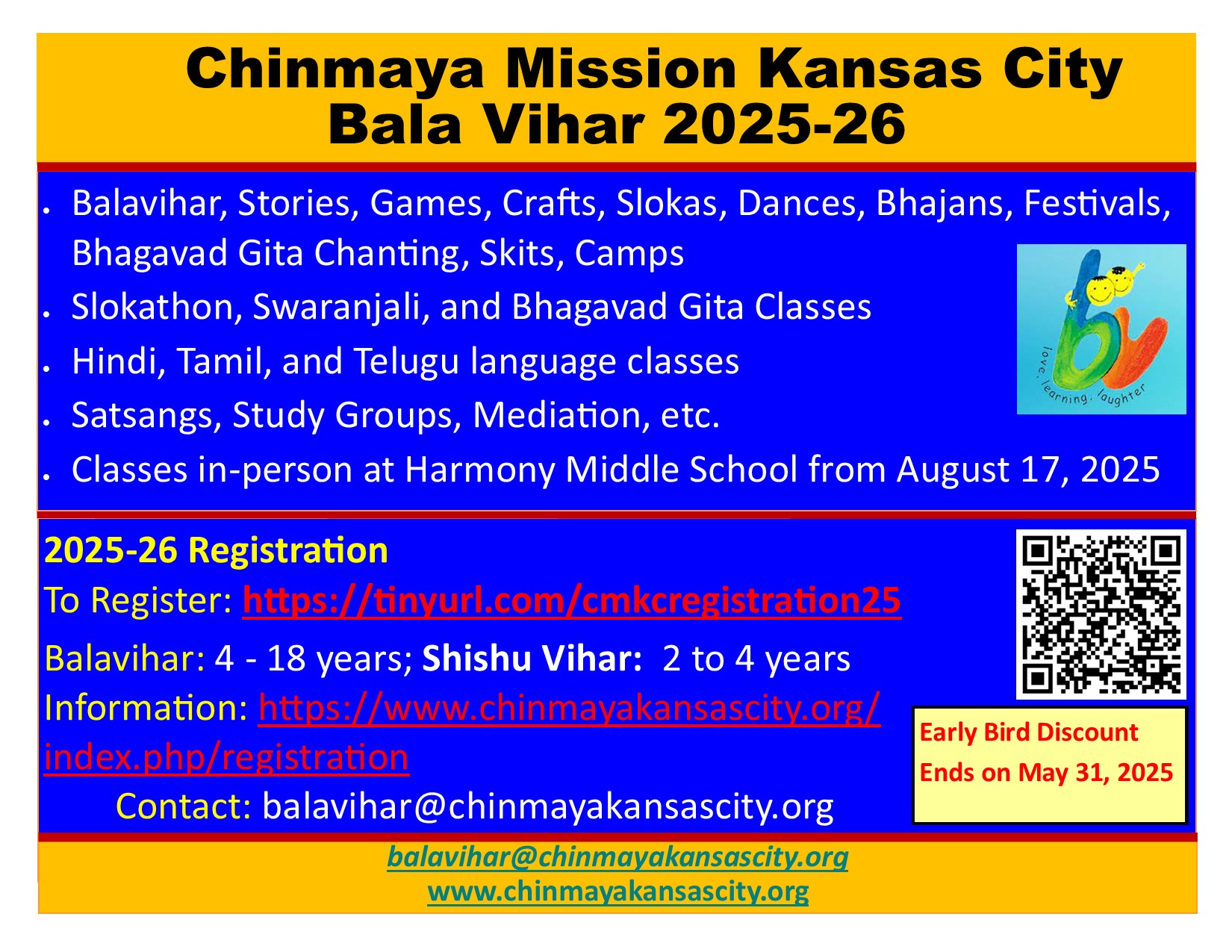 CMKC Balavihar Enrollment 2025 2026 LandScape Web Early